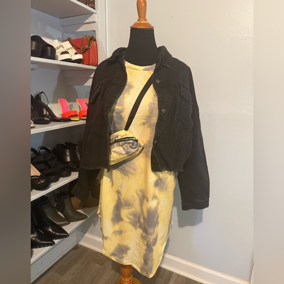 NWOT Jacket Oversizes Distressed Black Denim - Picture 3 of 7